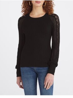 Design History Bardot Crochet Sleeve Sweater